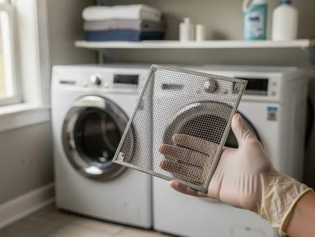 Enfield Dryer Vent Cleaning specialist performing detailed lint trap cleaning service in Enfield