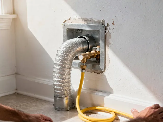 Enfield Dryer Vent Cleaning certified technician performing specialized gas dryer vent cleaning in Enfield